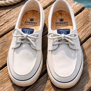 Sperry Women’s Light Gray Canvas Boat Shoes